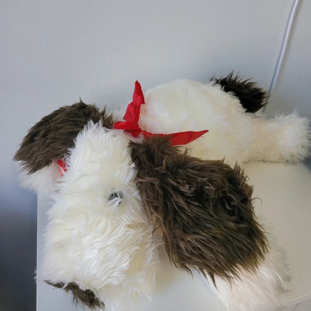 Vintage 1997 Build A Bear Shaggy White Brown Dog Floppy Ear Plush 17